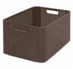 Keter Cutie depozitare cu manere Curver 30 L, plastic, rattan maro inchis (KT205850)