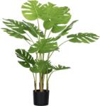 HOMCOM Plantă Artificială Realistică Monstera Deliciosa, 1 Ghiveci Suplimentar și Pământ de Ciment, 17, 5 cm x 17, 5 cm x 120 cm, Verde | Aosom Romania (830-800V00GN)