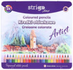 STRIGO Creioane colorate Strigo SSC357, seria 'ARTIST', 24 culori, cutie metalica, lemn cedru (SSC357)