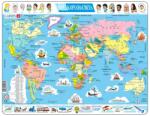 Larsen Puzzle educațional Larsen din 107 piese - Harta lumii (K1) Puzzle