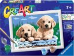 Ravensburger Set de pictat după numere Ravensburger CreArt - Câini într-un coș (28931)