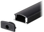 V-TAC Profil aluminiu negru pentru bandă LED, 2000 x 17, 4 x 7 mm (SKU-2873)
