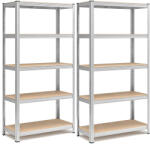 Brius Set de 2 Rafturi de depozitare, cadru din otel armat, polite din MDF, max 2x875kg, 180x90x40cm, gri (EZ-GLR040E02) Raft