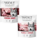 Wolf of Wilderness 2x1kg Wolf of Wilderness - vegyes próbacsomag száraz kutyatáp - "Scarlet Sunrise" lazac & tonhal & "Crimson Sunset" bárány & kecske