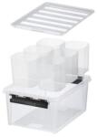 SMARTSTORE Cutie de depozitare, plastic, mânere negre, 6 compartimente, SMARTSTORE "Classic 15", transparentă