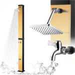 Cyen Solar Shower Szolár zuhany 40 literes szögletes kialakítású kültéri napelemes zuhany - fekete és szálcsiszolt arany kivitel, PVC testtel, krómozott ABS esőztetővel (KERTI_ZUHANY_40_ARANY_FEKETE)
