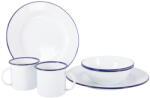 Bo-Camp Tableware enamel 6 pcs Culoare: alb/albastru (6101530) Serviciu de masa