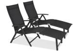 Garden Point Set de două șezlonguri pliabile din aluminiu negru Toulouse Garden Point (GAP347D)