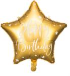  Csillag alakú arany színű Happy Birthday felirattal fólia lufi 40cm 170902 (5900779170902)