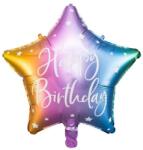  Csillag alakú többszínű Happy Birthday felirattal fólia lufi 40cm születésnapra 170889 (5900779170889)
