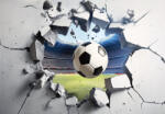Consalnet Stadionból falon keresztül kitörő focilabda poszter, fotótapéta (C1-15622)