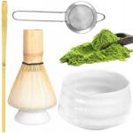 Bedee Bambusz-kerámia Matcha Szett Fa Színű Kiegészítőkkel (zestaw do herbaty matcha)