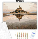  Mont Saint-Michel tükörképe - számfestő készlet - 40×50 cm (Keretre feszítve)