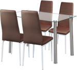 Leziter Set dining Leziter Nolen 4+1 maro cu masa din sticla securizata 120 cm (LUA120W_MDC-001-Brown_4)