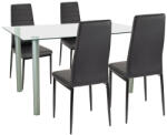 Leziter Set masa cu 4 scaune Leziter Verna, sticla securizata 140x80, negru (LUA140W_MDC-001-Black_4)