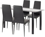 Leziter Set de dining Leziter Norman 4+1, masa din sticla securizata si 4 scaune negre (LUA140B_MDC-001-Black_4)