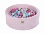 MeowBaby Piscina uscata cu 200 de bile (Mint, Baby blue, roz deschis, roz pastel) MeowBaby, 90x30 cm, Catifea Pastel Pink (VEO128)
