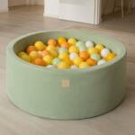 MeowBaby Piscina cu bile rotunda MeowBaby Velvet Sage Olive 90x30 cm cu 200 bile alb/portocaliu/verde deschis/galben pastel (VEO-ZPBPGY002)