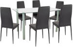 Leziter Set masa dining Leziter Verna 6+1, sticla securizata, 6 scaune negre (LUA140W_MDC-001-Black_6)