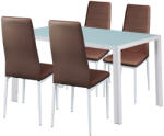 Leziter Set dining Leziter Liana 4+1 cu masa din sticla securizata, maro-alb (LUAV140W_MDC-001-Brown_4)