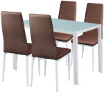 Leziter Set dining Leziter Portland 4+1, masa din sticla si 4 scaune maro (LUAV120W_MDC-001-Brown_4)