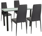 Leziter Set masa cu 4 scaune Leziter Mezza, blat sticla securizata, negru (LUA120B_MDC-001-Black_4)