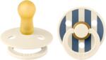 BIBS - Set 2 suzete Colour Studio Collection Stripe Latex, tetina rotunda, 6 luni+-Ivory/Steel Blue (12015105)