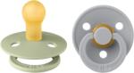 BIBS - Set 2 suzete Colour Latex, tetina rotunda, 0 luni +-Sage/Cloud (110262)