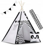 RicoKids Cort de joaca pentru copii cu ghirlanda, lumini si 2 pernite Ricokids 740005, 120 X 120 X 165 cm - Panda (ed-EDI740005)