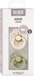 BIBS - Set 2 suzete Boheme Latex, tetina rotunda, 6 luni +-Ivory/Sage (240101)