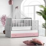 MyKids Patut transformabil MyKids Sofia Alb Roz 180x80 - bebes
