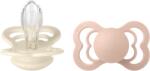 BIBS - Set 2 suzete Supreme Silicon, tetina simetrica, 6 luni +-Ivory/Blush (260216)
