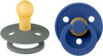 BIBS - Set 2 suzete Colour Latex, tetina rotunda, 0 luni +-Pine/Cornflower (110434)