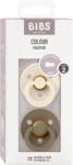 BIBS - Set 2 suzete Colour Latex, tetina rotunda, 6 luni +-Ivory/Dark Oak (120358)