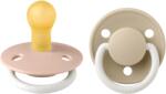BIBS - Set 2 suzete Fosforescente De Lux Glow Latex, tetina rotunda, 0 luni +-Blush/Vanilla (180216)