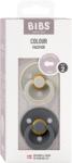 BIBS - Set 2 suzete Colour Latex, tetina rotunda, 6 luni +-Sand/Iron (120381)