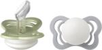 BIBS - Set 2 suzete Fosforencente Couture Glow Silicon, tetina anatomica, 0 luni +-Sage/Cloud (1700318)