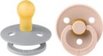 BIBS - Set 2 suzete Colour Latex, tetina rotunda, 0 luni +-Cloud/Blush (110224)