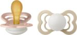 BIBS - Set 2 suzete Supreme Fosforescente GLOW Latex, tetina simetrica, 6 luni +-Blush/Vanilla (270357)