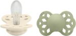 BIBS - Set 2 suzete Infinity Silicon, tetina simetrica, 6 luni +-Ivory/Sage (275102)