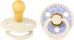 BIBS - Set 2 suzete Colour Studio Collection Flower Latex, tetina rotunda, 0 luni+-Ivory (11017101)