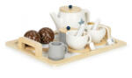 ECOTOYS Set din lemn pentru a servi ceaiul, 17 elemente, Ecotoys W10B318 (ed-EDIW10B318) Bucatarie copii