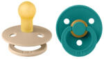 BIBS - Set 2 suzete Colour Latex, tetina rotunda, 0 luni +-Scuba/Taupe (110453)