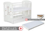 Klups Patut cu sertar KLUPS Safari Giraffe Alb + Saltea 8 Mykids Confort II