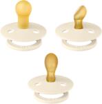 BIBS - Set 3 suzete Colour Latex, tetina rotunda, simetrica & anatomica 0 luni +-Ivory (81340)