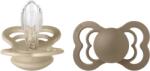 BIBS - Set 2 suzete Supreme Silicon, tetina simetrica, 6 luni +-Vanilla/Dark Oak (260336)