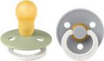 BIBS - Set 2 suzete fosforescente Colour Glow Latex, tetina rotunda, 18 luni +-Sage/Cloud (130267)