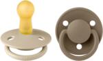 BIBS - Set 2 suzete De Lux Latex, tetina rotunda, 6 luni +-Vanilla/Dark Oak (190210)