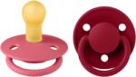 BIBS - Set 2 suzete De Lux Latex, tetina rotunda, 0 luni +-Coral/Ruby (180221)