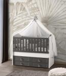 MyKids Patut cu leganare si lat. culisabila MyKids Olivia Alb Gri 130x70 - bebes